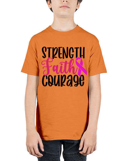 Strength Faith Courage 7# - breast cancer - Youth Tee Unisex