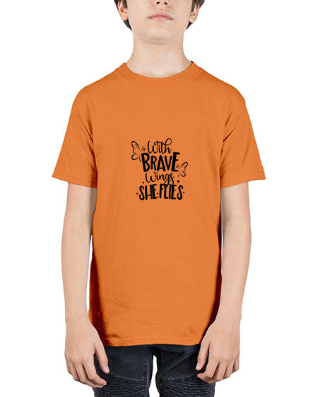 With Brave Wings She Flies - butterfly - Youth Tee Unisex