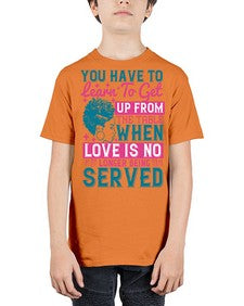 Youve got to learn to leave the table when loves no longer being served Style 41# - black afro - Youth Tee Unisex