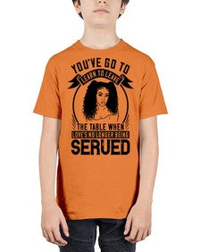 Youve got to learn to leave the table when loves no longer being served Style 5# - black afro - Youth Tee Unisex