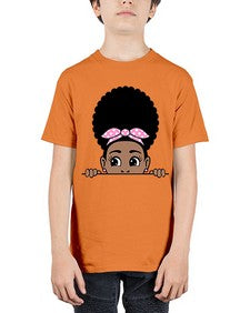 afro puff bandana girl peekaboo 85# - black girls or women - Youth Tee Unisex