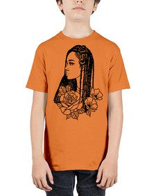 afro with flowers 70# - black girls or women - Youth Tee Unisex