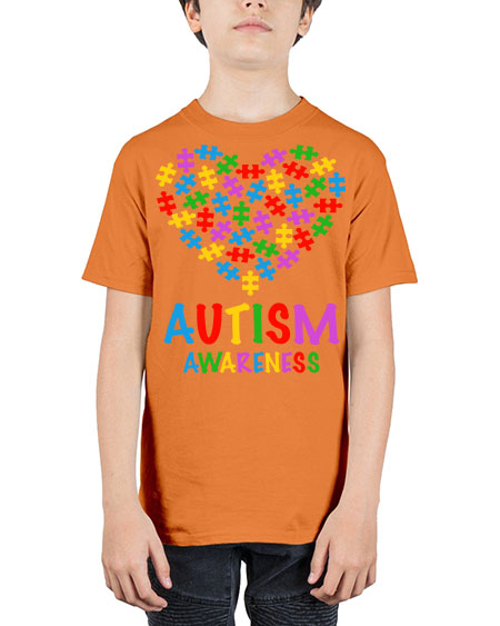 autism awareness heart love puzzle 15# - autism - Youth Tee Unisex