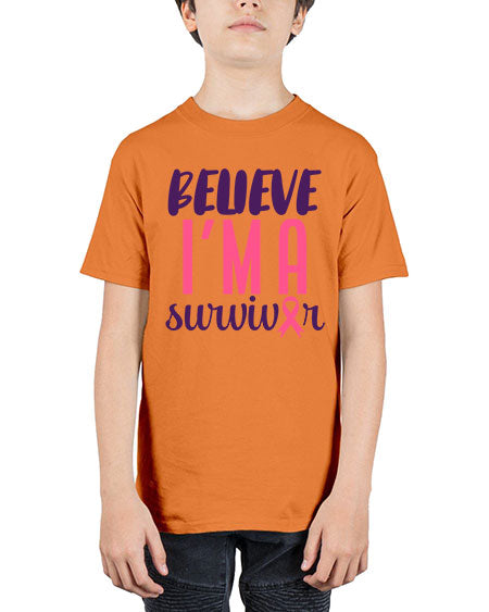 believe im a survivor Style 16# - breast cancer - Youth Tee Unisex