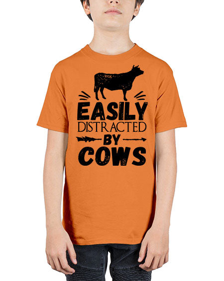 easily distracted by cows - cow - Youth Tee Unisex