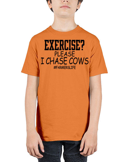 exercise please i chase cows - cow - Youth Tee Unisex