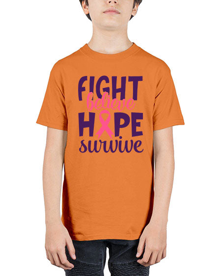 fight believe hope survive Style 13# - breast cancer - Youth Tee Unisex