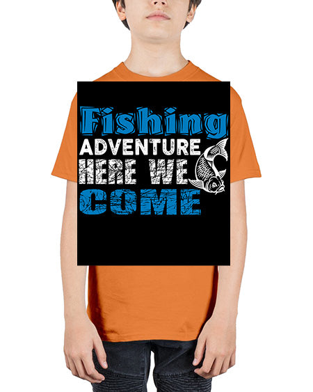 fishing adventure here we come png 52# - shark-fish - Youth Tee Unisex