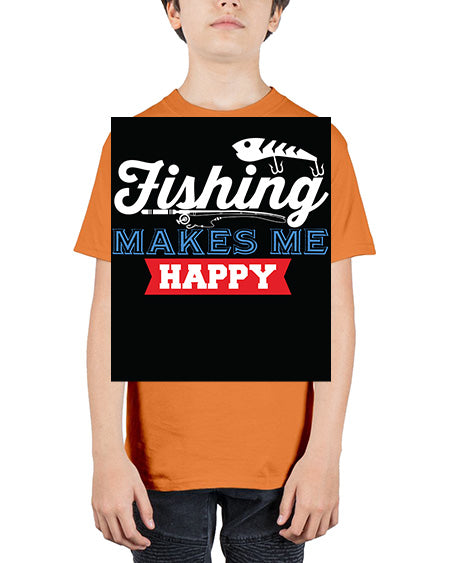 fishing makes me happy png 46# - shark-fish - Youth Tee Unisex