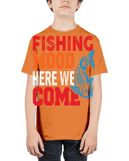 fishing mood here we come png 76# - shark-fish - Youth Tee Unisex