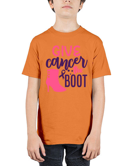 give cancer the boot Style 11# - breast cancer - Youth Tee Unisex