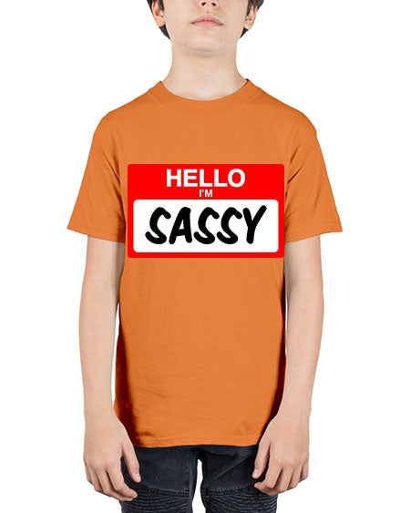 hello im sassy 129# - black words and phrases - Youth Tee Unisex