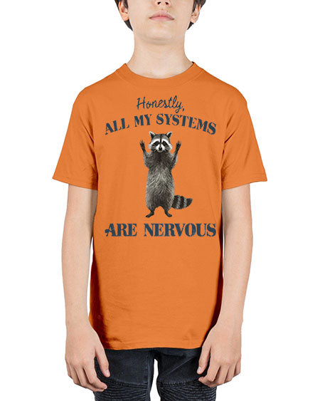honestly all my systems are nervous 19# - raccoon - Youth Tee Unisex