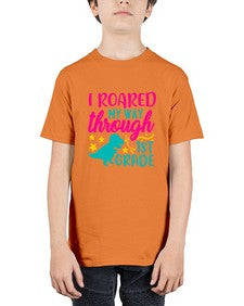 i roared my way through first grade 374# - first grade - Youth Tee Unisex