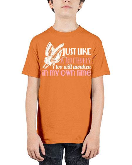 just like a butterfly i too will awaken in my own time - butterfly - Youth Tee Unisex