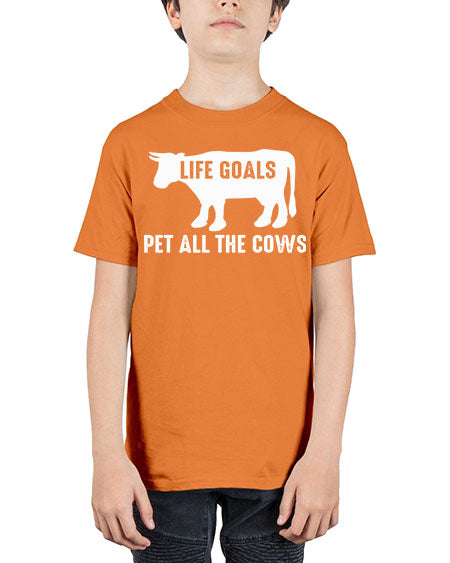 life goals pet all the cows - cow - Youth Tee Unisex