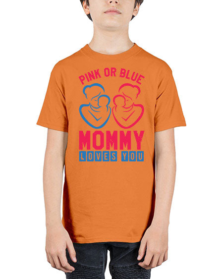pink or blue Mommy Loves you Style 187# - baby shower - Youth Tee Unisex