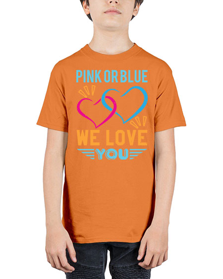 pink or blue we love you Style 190# - baby shower - Youth Tee Unisex