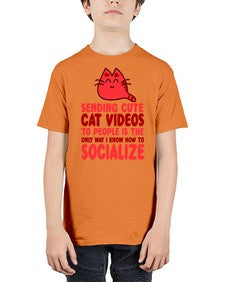 sending cute cat videos to people is the only way i know how to socialize - cats - Youth Tee Unisex