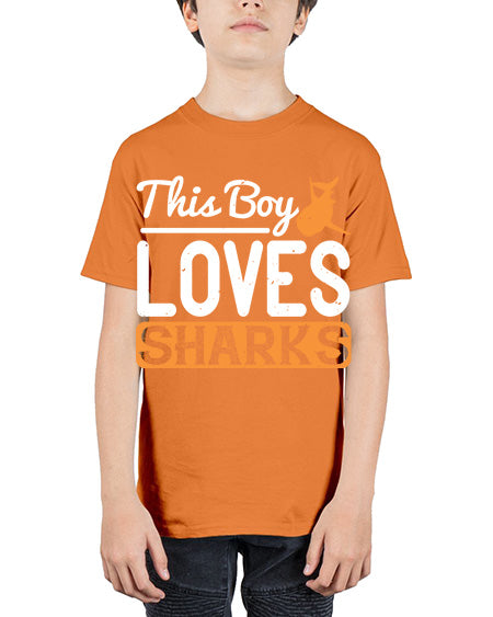 this boy loves sharks Style 14# - shark-fish - Youth Tee Unisex