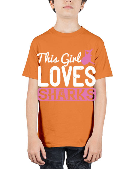 this girl loves sharks Style 12# - shark-fish - Youth Tee Unisex