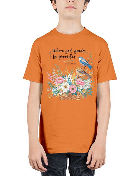 where god guides, he provides 79# - birds - Youth Tee Unisex