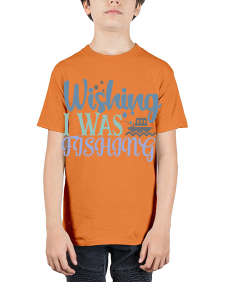 wishing i was fishing 90# - shark-fish - Youth Tee Unisex