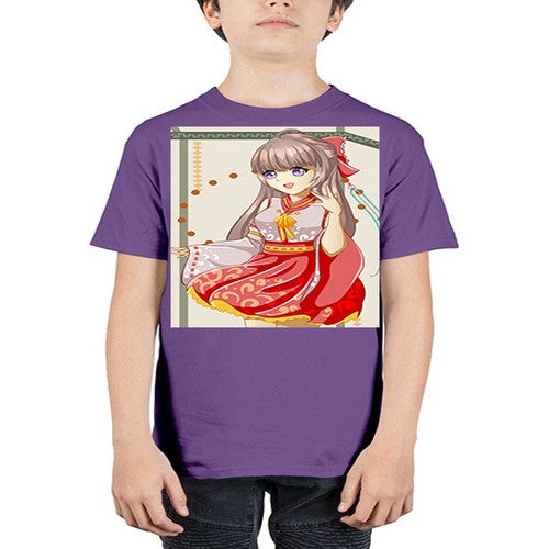 A beautiful and happy girl with kimono 104# - anime - Youth Tee Unisex