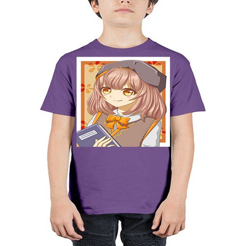 A beautiful girl wearing uniform with book 93# - anime - Youth Tee Unisex