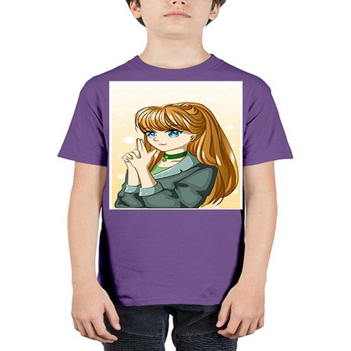 Beautiful and cool girl with long blonde hair 152# - anime - Youth Tee Unisex