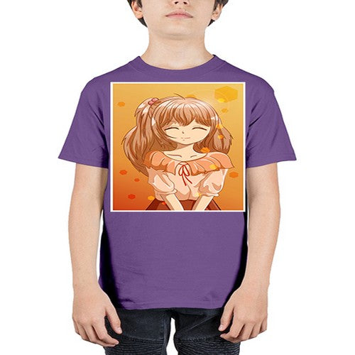 Beautiful and cute girl brown hair at sunset 164# - anime - Youth Tee Unisex