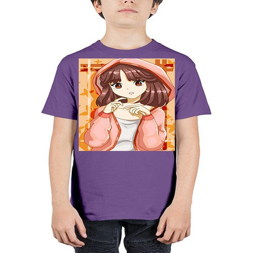 Beautiful and cute girl brown hair with jacket 81# - anime - Youth Tee Unisex