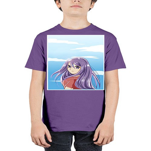 Beautiful and cute girl purple long hair in the summer with 109# - anime - Youth Tee Unisex