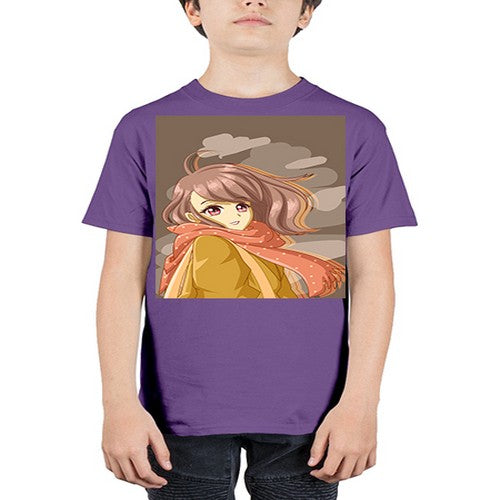 Beautiful and cute girl with scarf 91# - anime - Youth Tee Unisex