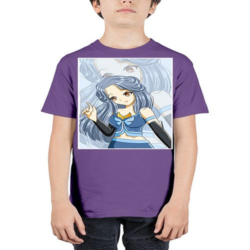 Beautiful and cute princess long blue hair 15# - anime - Youth Tee Unisex