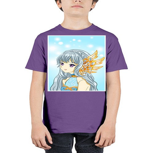 Beautiful and cute queen long blue hair with gold crown 27# - anime - Youth Tee Unisex