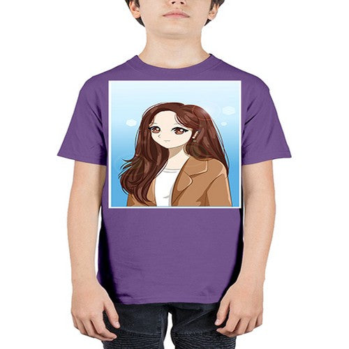 Beautiful and happy girl long hair with suit 94# - anime - Youth Tee Unisex