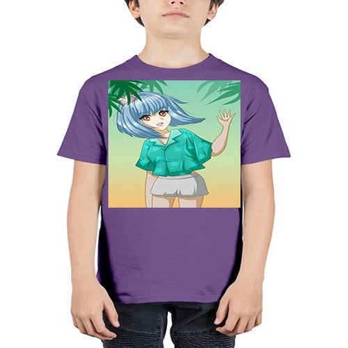Beautiful and happy girl on the beach in summer 48# - anime - Youth Tee Unisex