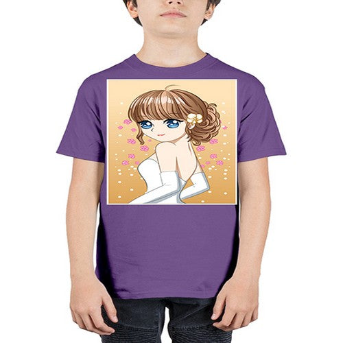 Beautiful and happy girl wearing wedding dress 84# - anime - Youth Tee Unisex
