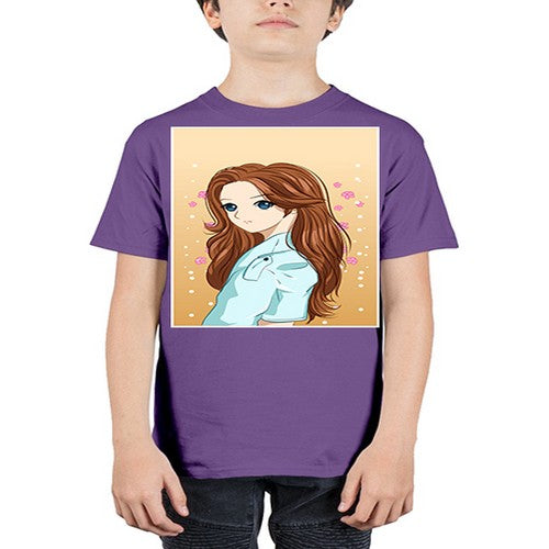 Beautiful and pretty girl brown long hair 123# - anime - Youth Tee Unisex
