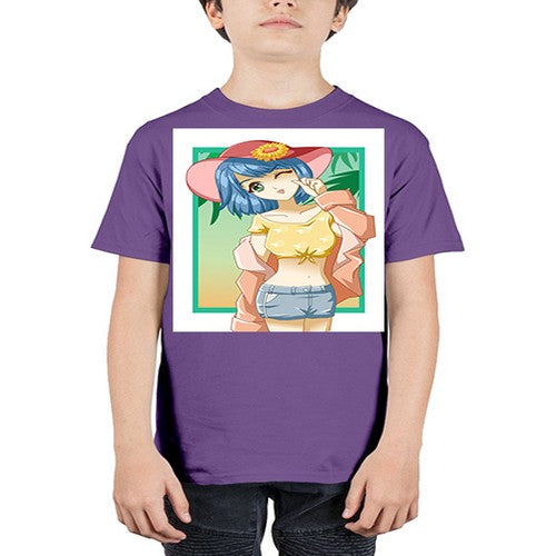 Beautiful and sexy girl on the beach with cute hat in summer 1# - anime - Youth Tee Unisex