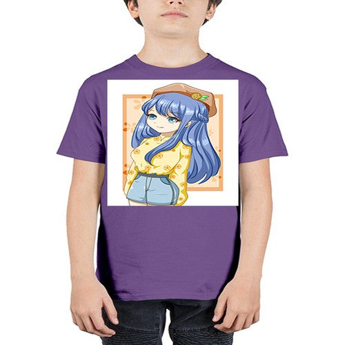 Beautiful and soft girl blue hair in summer 153# - anime - Youth Tee Unisex