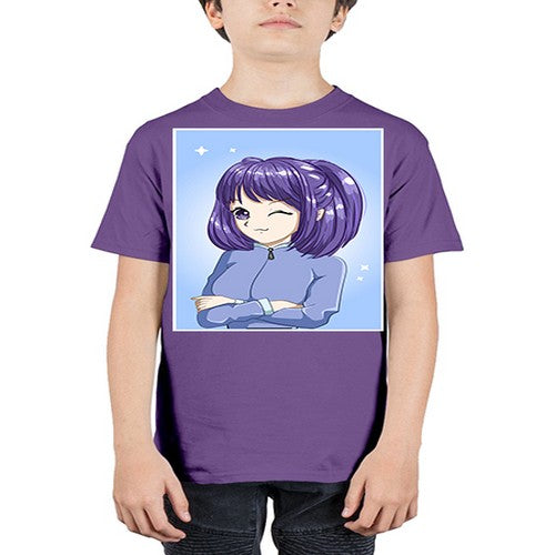 Beautiful girl short purple hair 6# - anime - Youth Tee Unisex