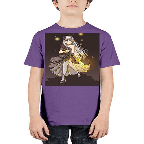 Beautiful girl with black dress and sword game 129# - anime - Youth Tee Unisex