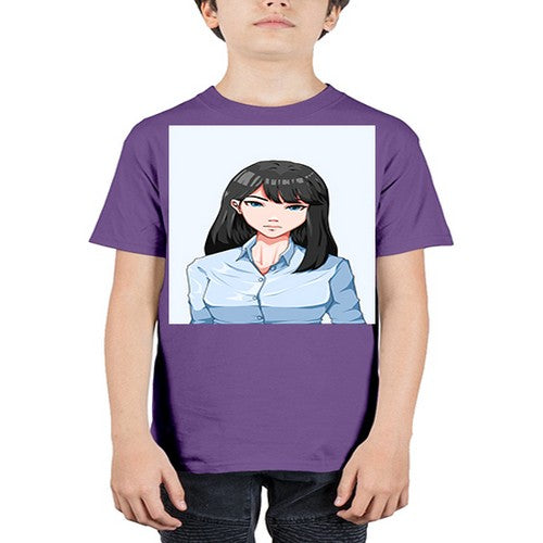 Beautiful office woman long black hair 7# - anime - Youth Tee Unisex
