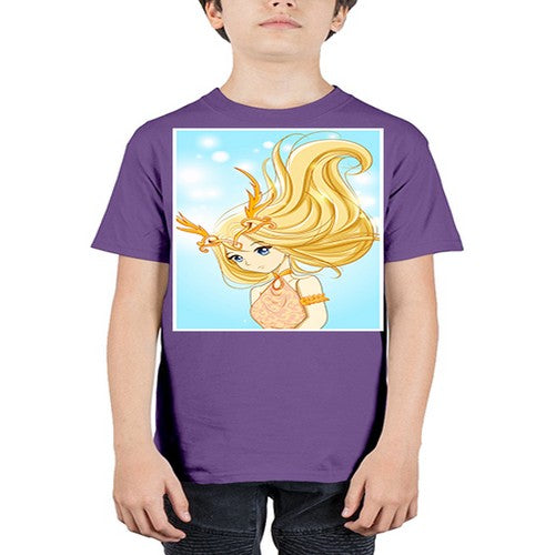 Beautiful queen with gold hair and gold horn crown 39# - anime - Youth Tee Unisex