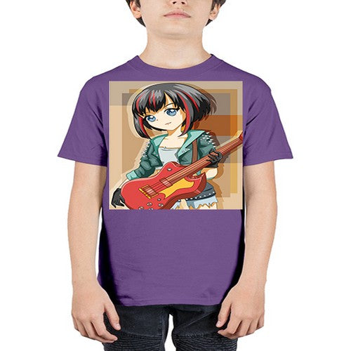 Beautiful rock girl with bass guitar perform 173# - anime - Youth Tee Unisex