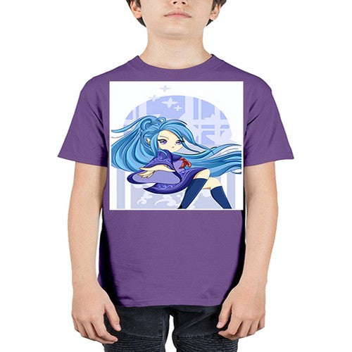 Cute and beautiful girl blue long hair cartoon 155# - anime - Youth Tee Unisex