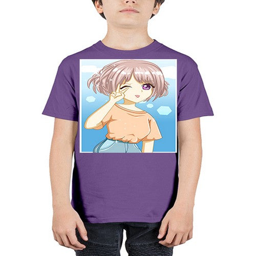 Cute and beautiful girl cream hair yellow shirt 29# - anime - Youth Tee Unisex