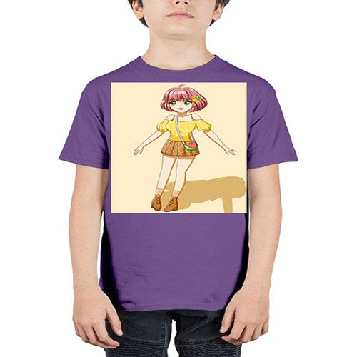 Cute and beautiful girl in summer with yellow dress 54# - anime - Youth Tee Unisex